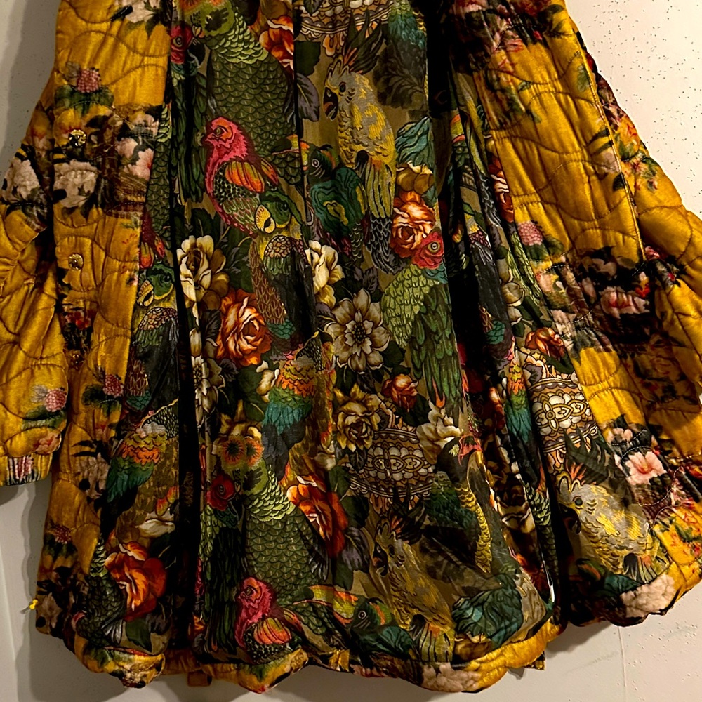 Johnny Was Floral Quilted Yellow Coat NWOT pit to pit:28” length:38” - Picture 3 of 11